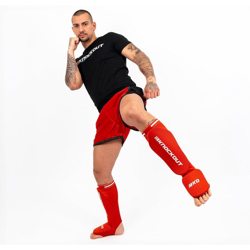 Tibiere Kickbox Knockout Ciorap V2 S/M / Rosu