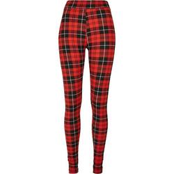 Dames Zachte Geruite Legging (Rood)