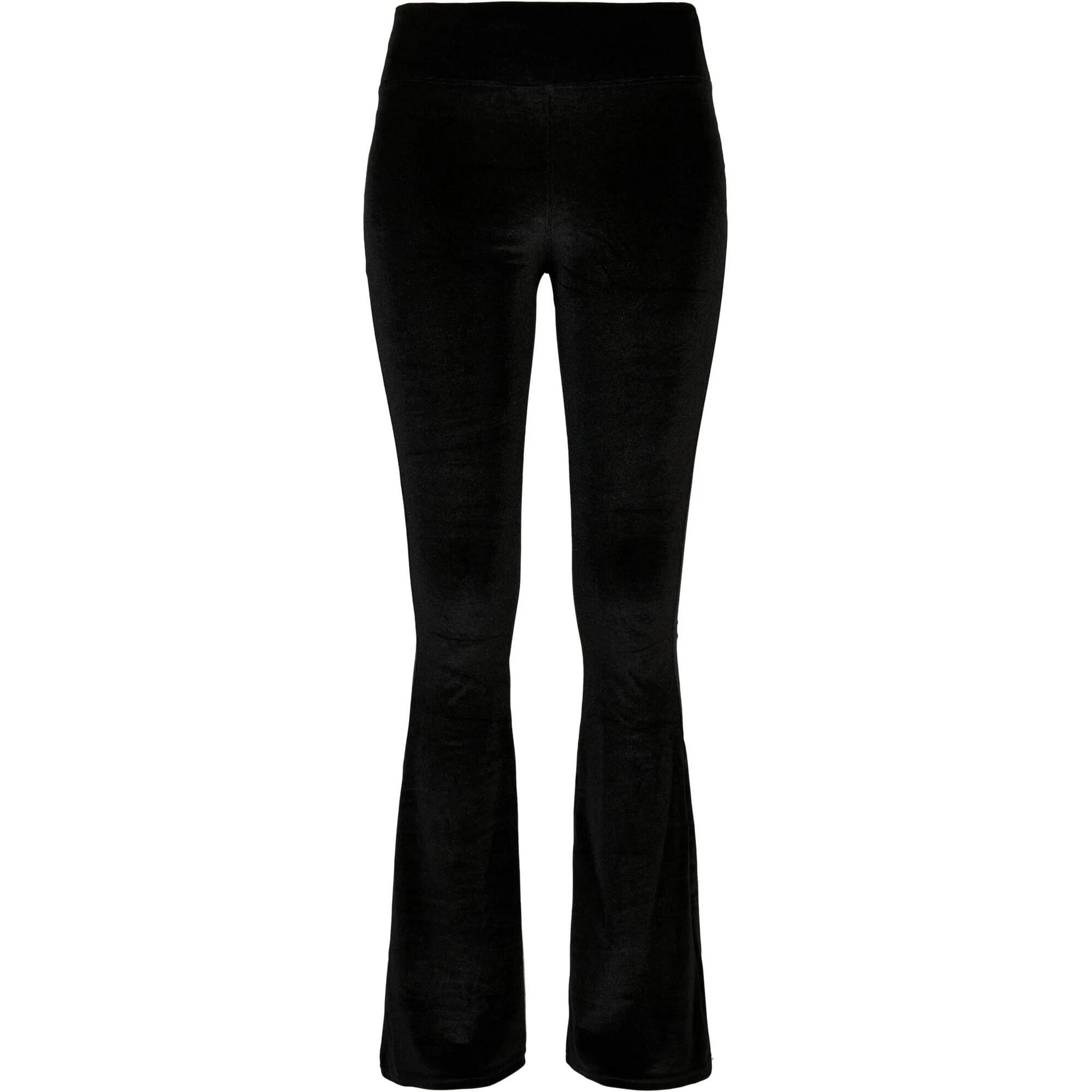 Womens/Ladies Velvet High Waist Bootcut Leggings (Black) URBAN