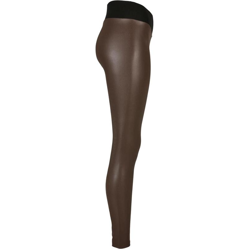 Dames Legging Hoog Taille Leer (Bruin)