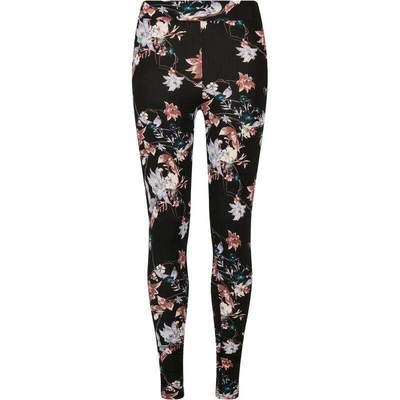 Dames Zachte Bloemen Legging (Zwart)