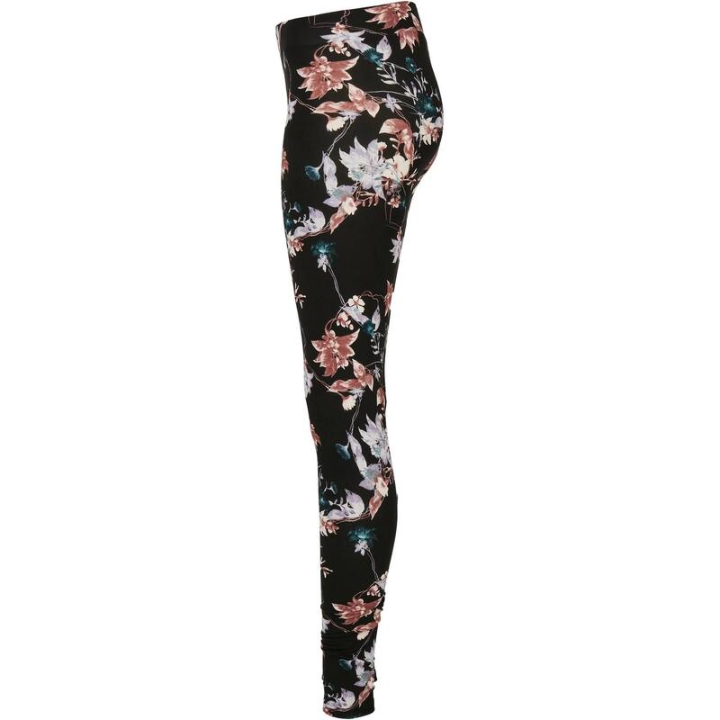 Dames Zachte Bloemen Legging (Zwart)