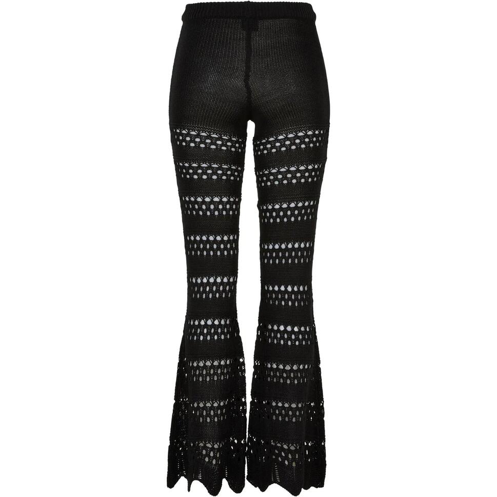 Legginsy Damskie Z Dzianiny Szydełkowej Z Rozszerzanymi Nogawkami