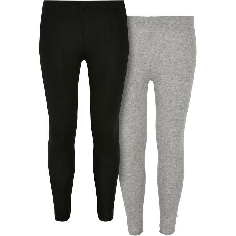 Meisjes Jersey Legging (Set van 2) (Zwart/Grijs)