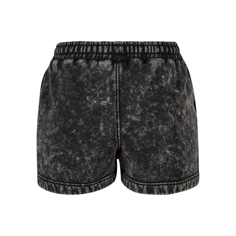 Dames Badstof Gewassen Sweat Shorts (Zwart)