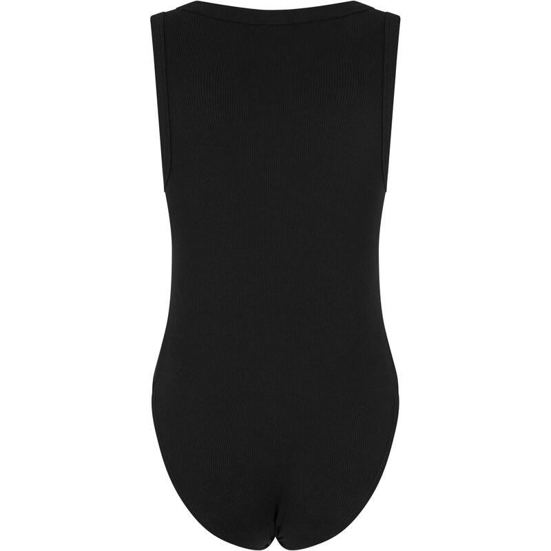 Dames Ribbed Bodysuit (Zwart)