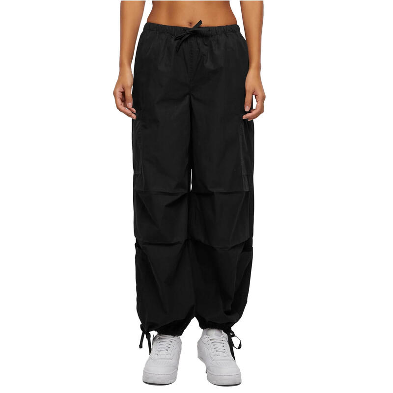 Dames Katoenen Parachute Cargo Broek (Zwart)