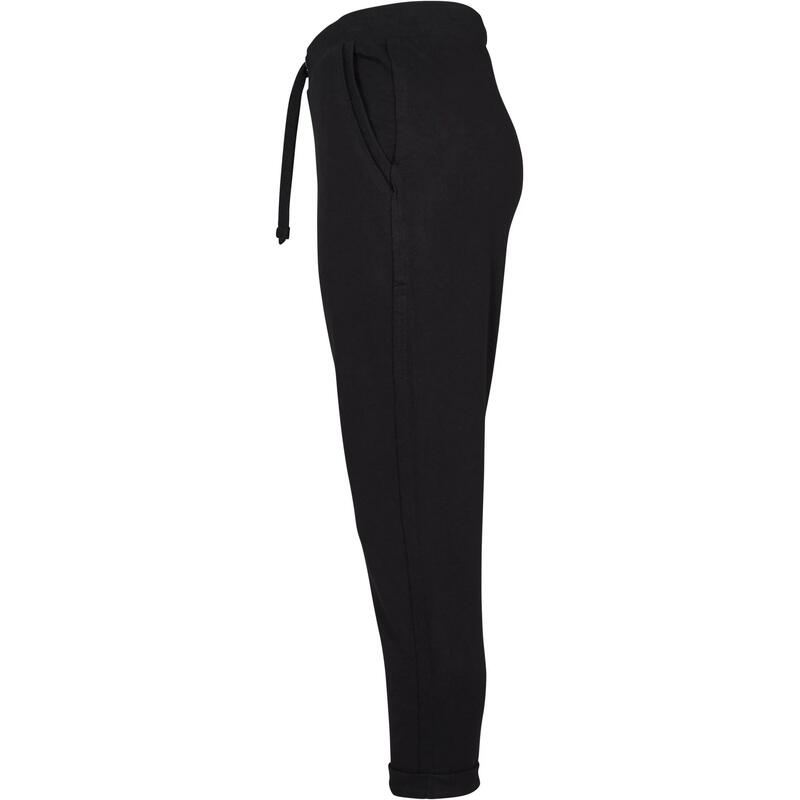 Dames badstof broek met open rand (Zwart)