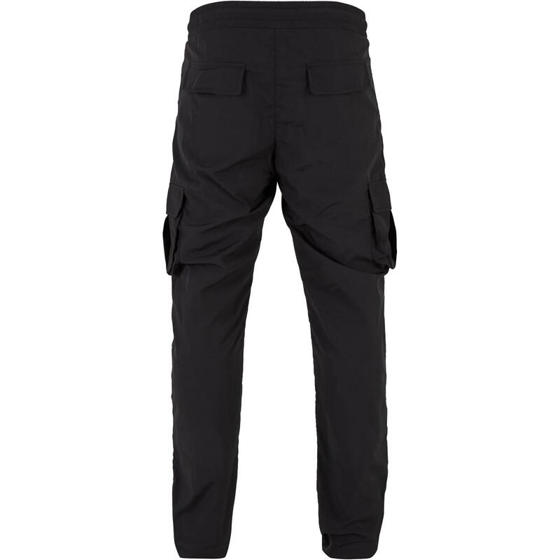 Heren Nylon Rechte Pijp Cargo Broek (Zwart)