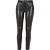 Dames Synthetisch Leren Broek Mid Rise (Zwart)