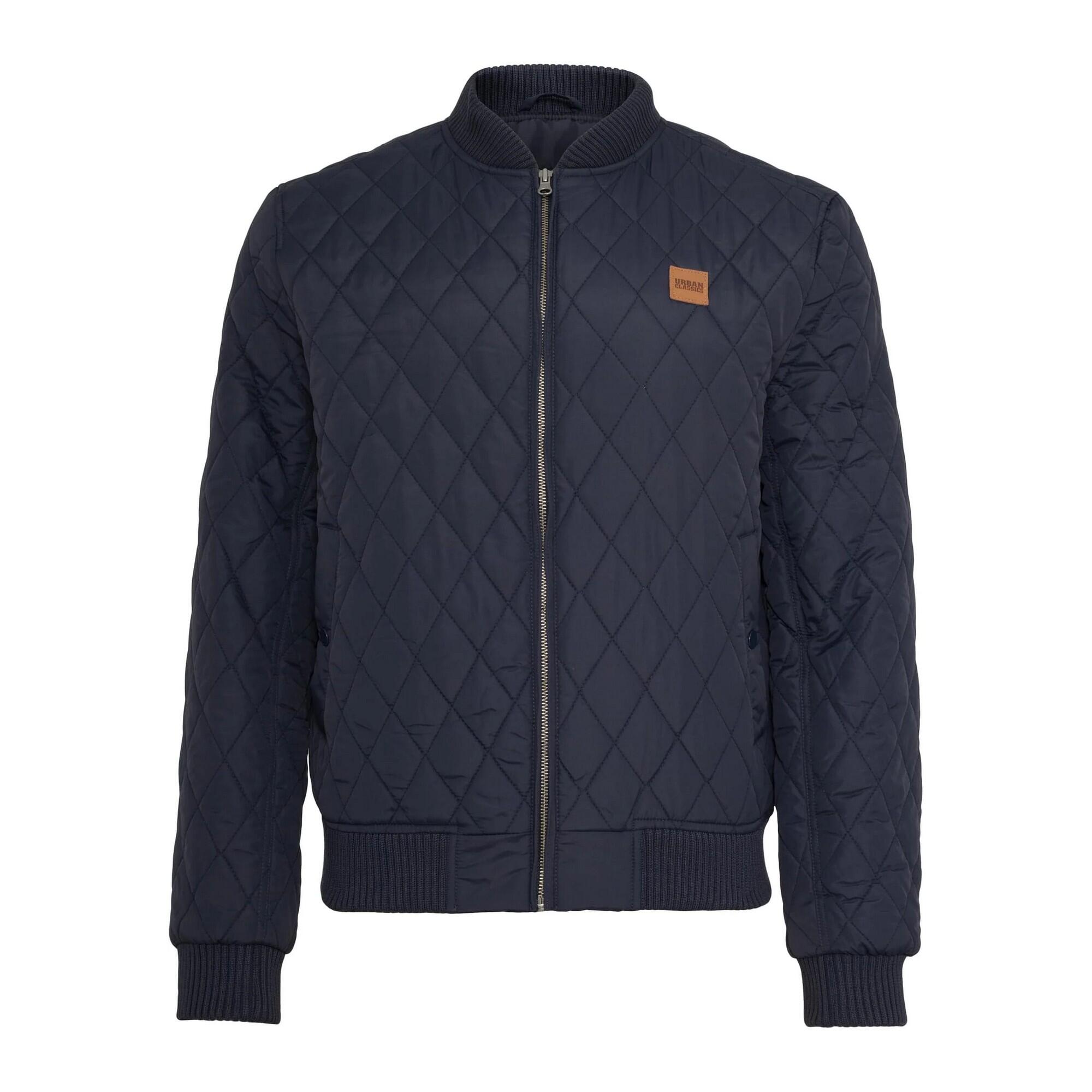 URBAN CLASSICS Heren Diamond Nylon Gewatteerd Jasje (Marine)