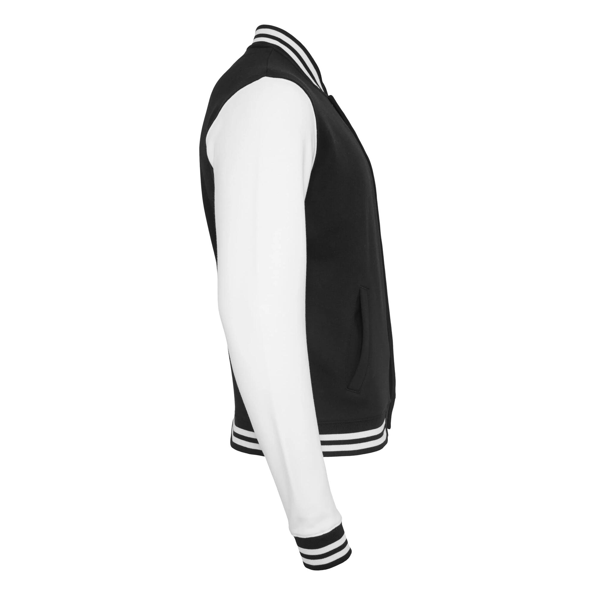 Giacca In Felpa Due Toni Uomo Urban Classics College Nero Bianco 3/4