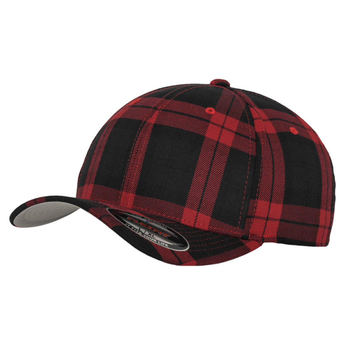 Cappellino Da Baseball Tartan Flexfit Nero Rosso 3/3