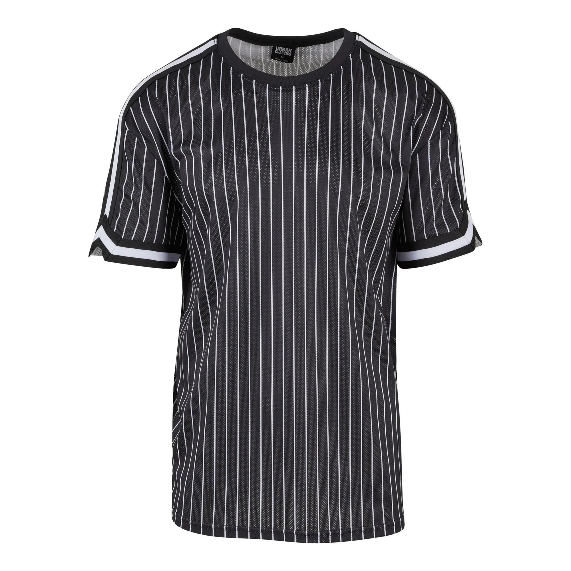 Urban Classics Maglietta Uomo Oversize A Righe In Rete - Modello Basic, Scollo Tondo, Vestibilità Extra Large, Colore Bianco/Nero, Taglia 4XL