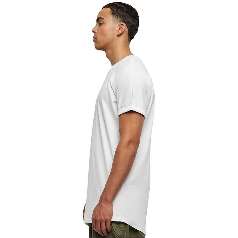 Heren Shaped Turn Up Lang Tshirt (Set van 2) (Wit)