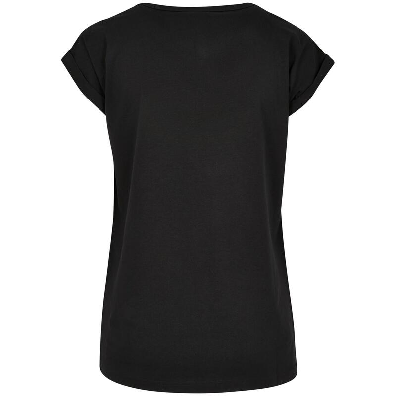 Dames Verlengd Schouder TShirt (Zwart)