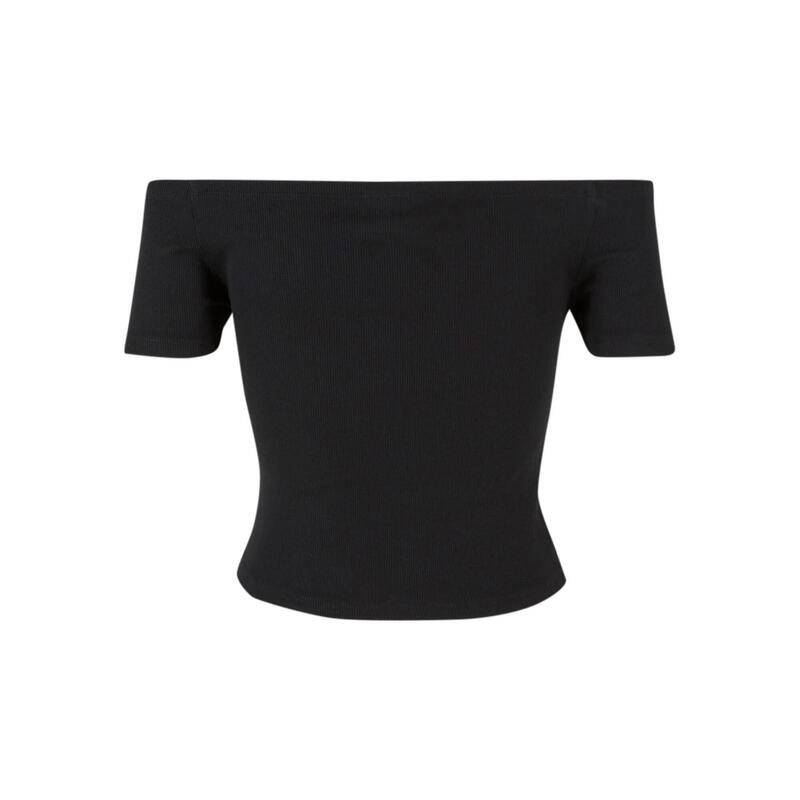 Jersey Acanalado de Algodón Orgánico para Mujer Pack de 2 Negro, Blanco
