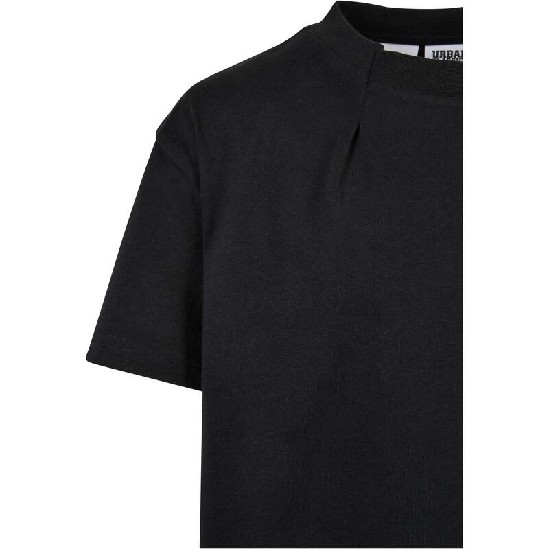 T-Shirt orgânica plissada de tamanho grande para raparigas Preto