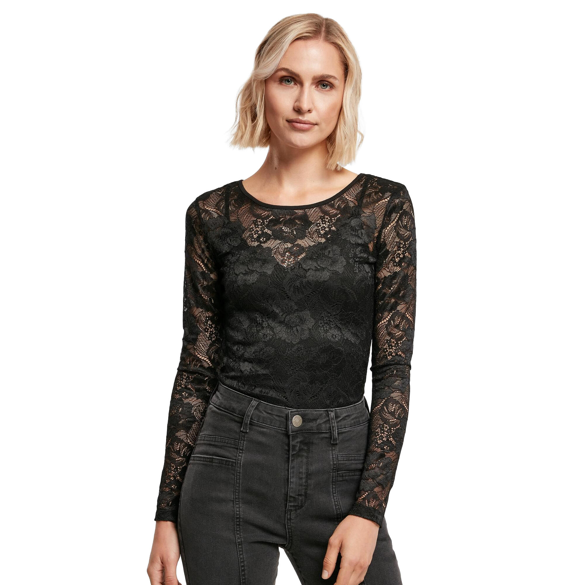 Body Pizzo Manica Lunga Donna Urban Classics Nero 3/3
