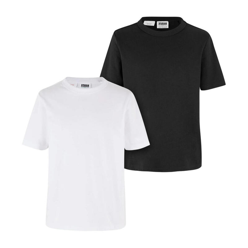 Jongens Basic Organic Tshirt (Set van 2) (Wit/zwart)