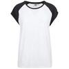 Dames Contrast Raglan Tshirt (Wit/zwart)