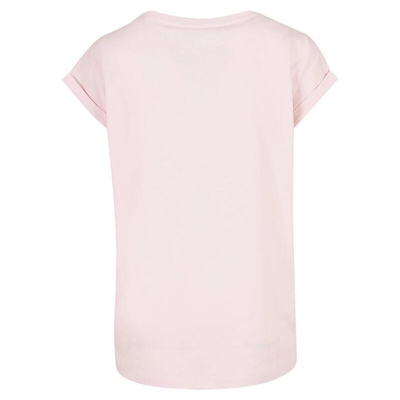 Dames Biologisch Katoenen Verlengd Schouder Tshirt (Roze)