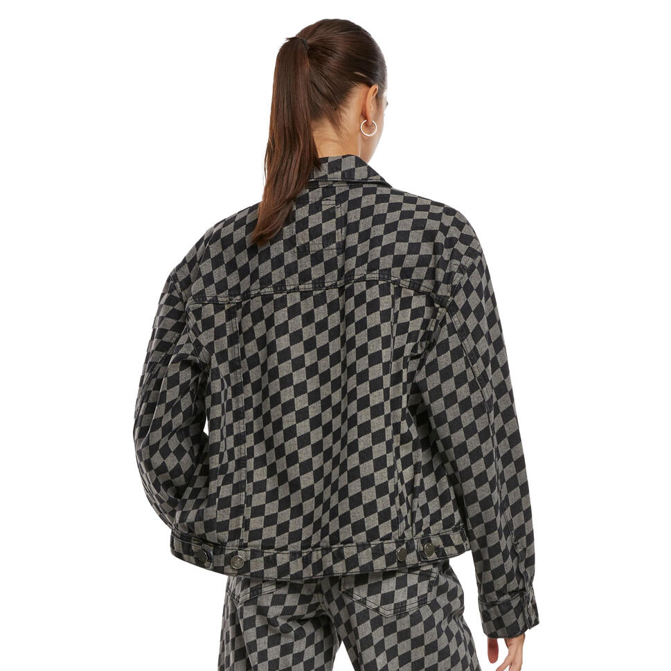 Kurtka Dżinsowa Damska 80s Laser Check Oversized