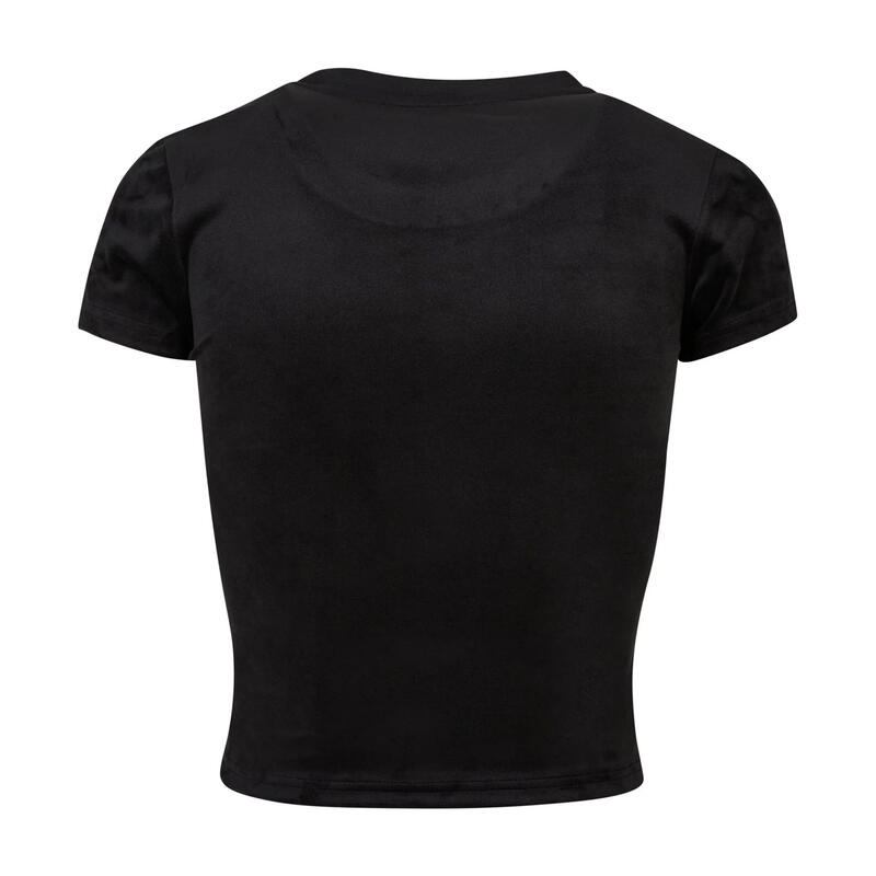 Dames Fluwelen Kort Tshirt (Zwart)