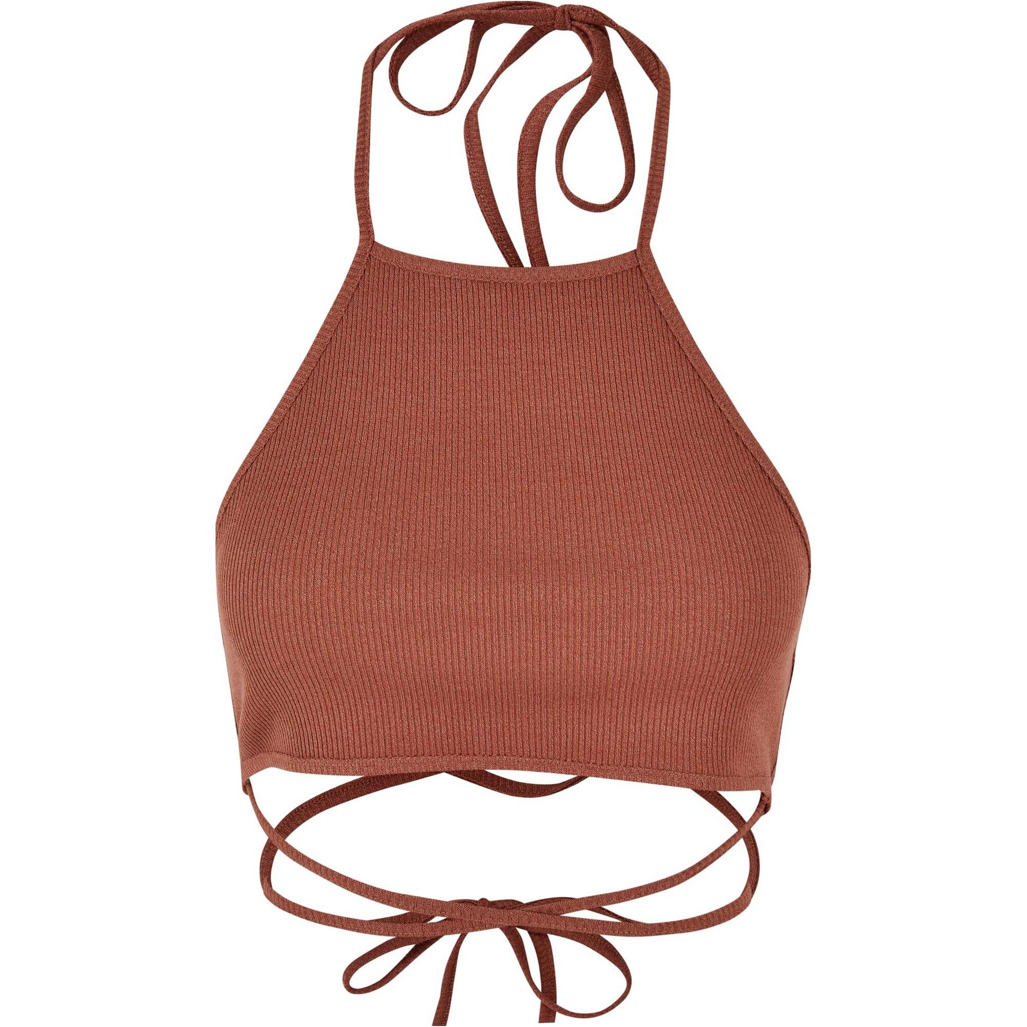 Top com canelado trapezoidal para senhora/senhora Terracotta