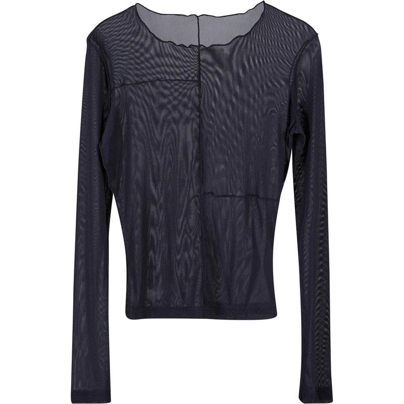 Dames Mesh Top met Lange Mouwen (Zwart)