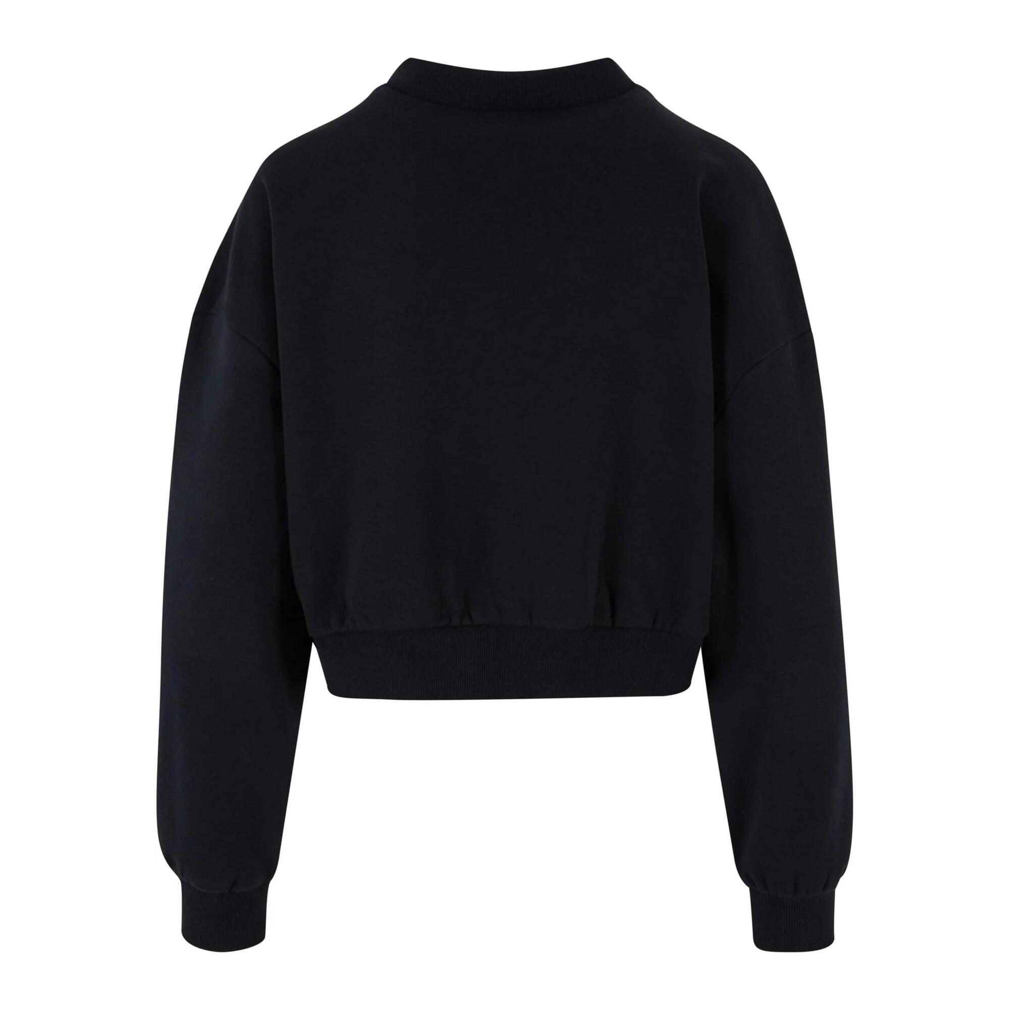 Felpa Ritagliata Scollo A V Donna Urban Classics Nero 2/4