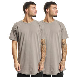 Heren Lang Tshirt (Set van 2) (Grijs)