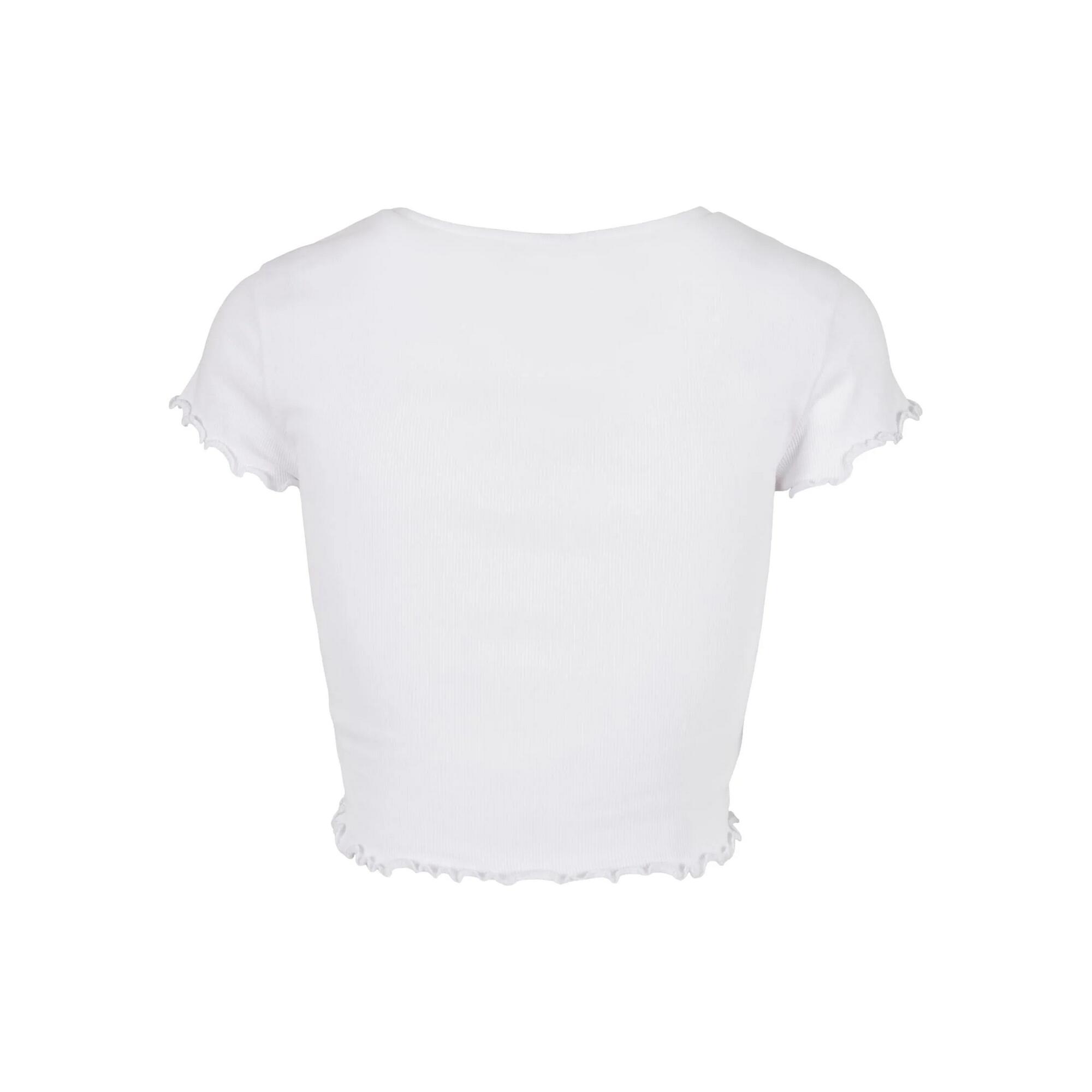 Maglietta Corta A Costine Con Bottoni Sul Colletto Donna Urban Classics Bianco 2/3