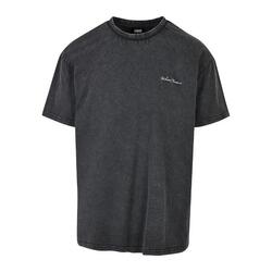 Heren Geborduurd Oversized Tshirt (Zwart)