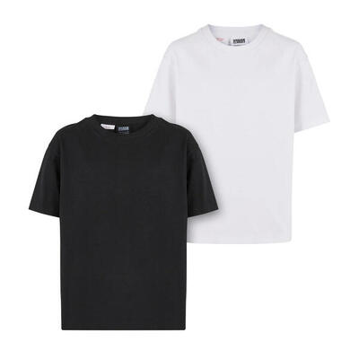 Meisjes oversized vriend tshirt (set van 2) (wit zand/dauwroze)