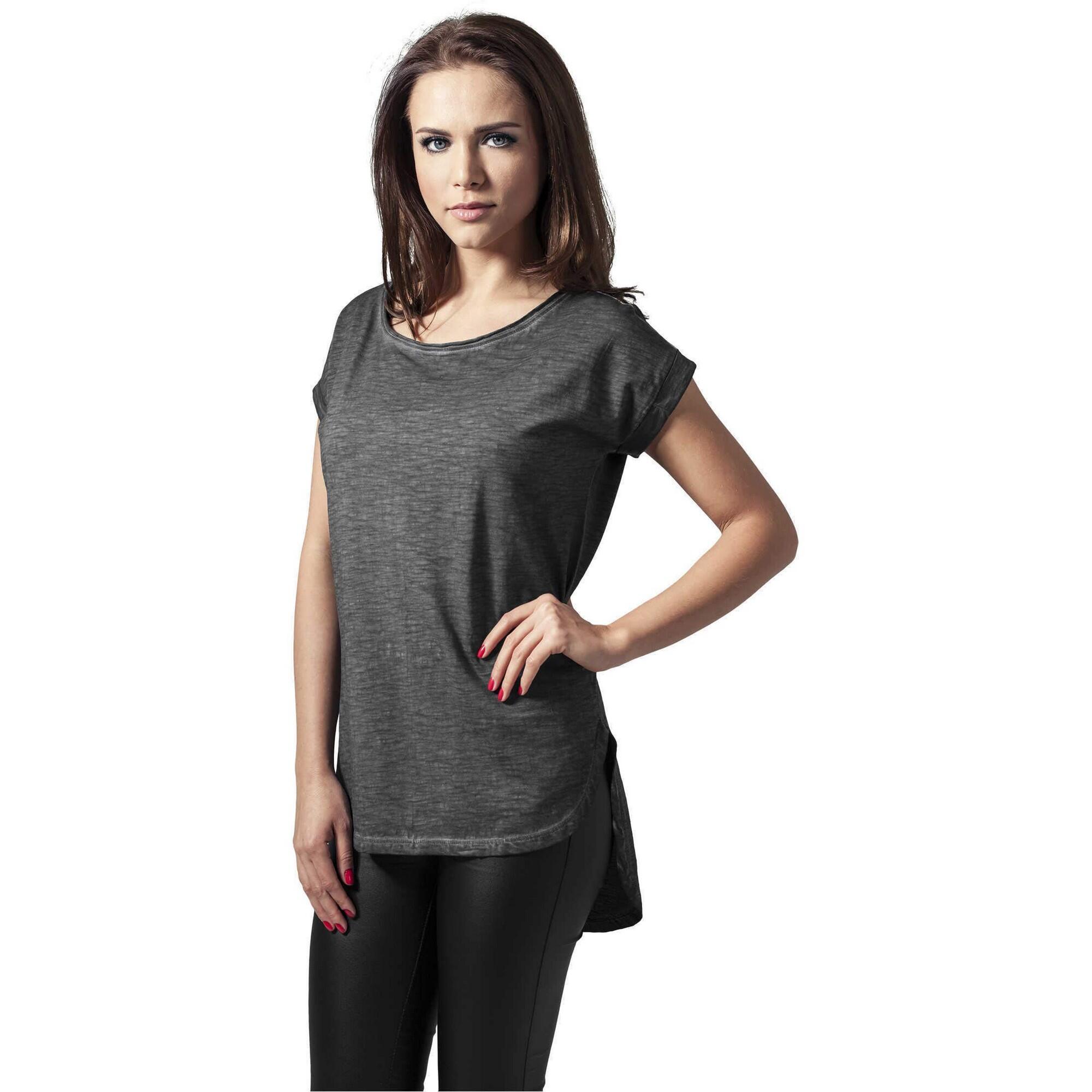 Maglietta Tintura Spray Orlo Intinto Donna Urban Classics Grigio Scuro 2/2