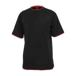 Heren Lang Tshirt met contrastdetail (Zwart/Rood)