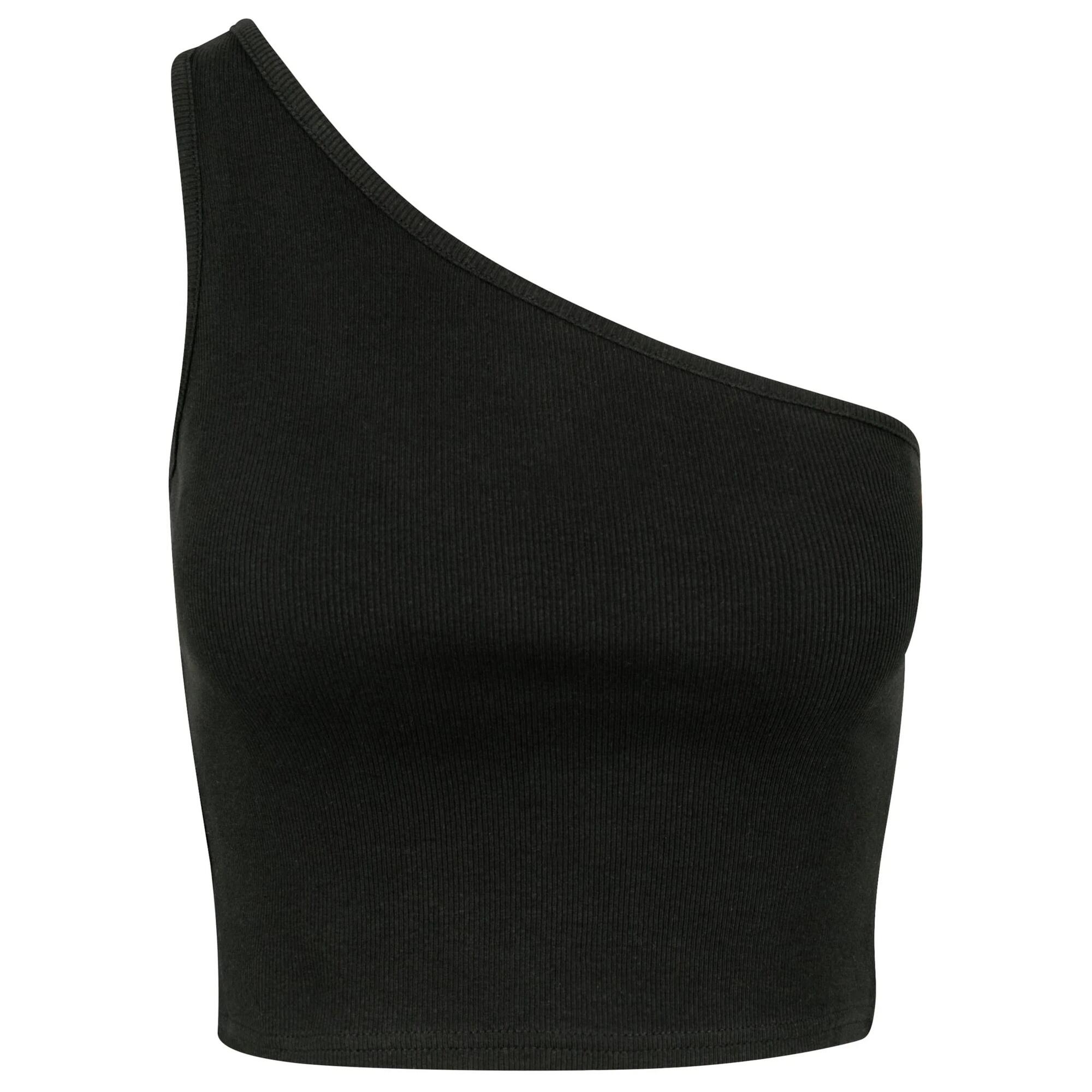 Top assimétrico com corte curto para mulher/senhora Preto