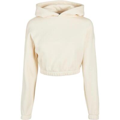 Dames korte oversized hoodie (wit zand)