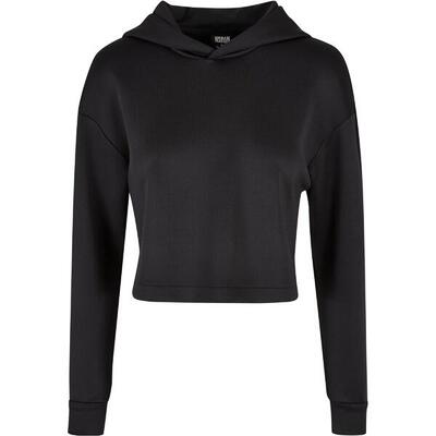 Dames korte scuba crop hoodie (zwart)