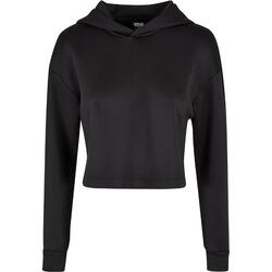 Dames Korte Scuba Crop Hoodie (Zwart)