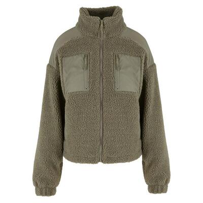 Dames sherpa fleece jas (zwart)