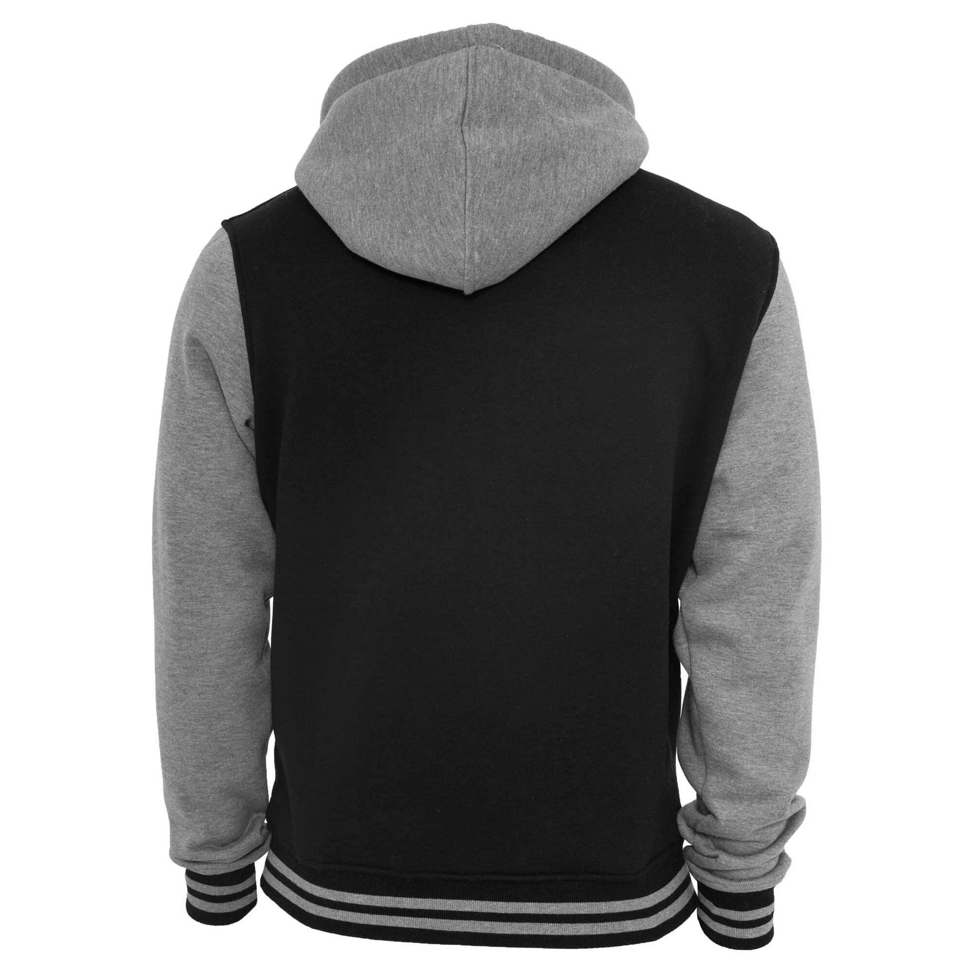 Felpa Con Cappuccio Zip Bicolore Uomo Urban Classics Nero Grigio 2/2