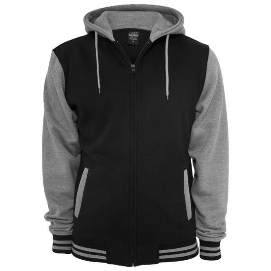 Felpa Con Cappuccio Zip Bicolore Uomo Urban Classics Nero Grigio