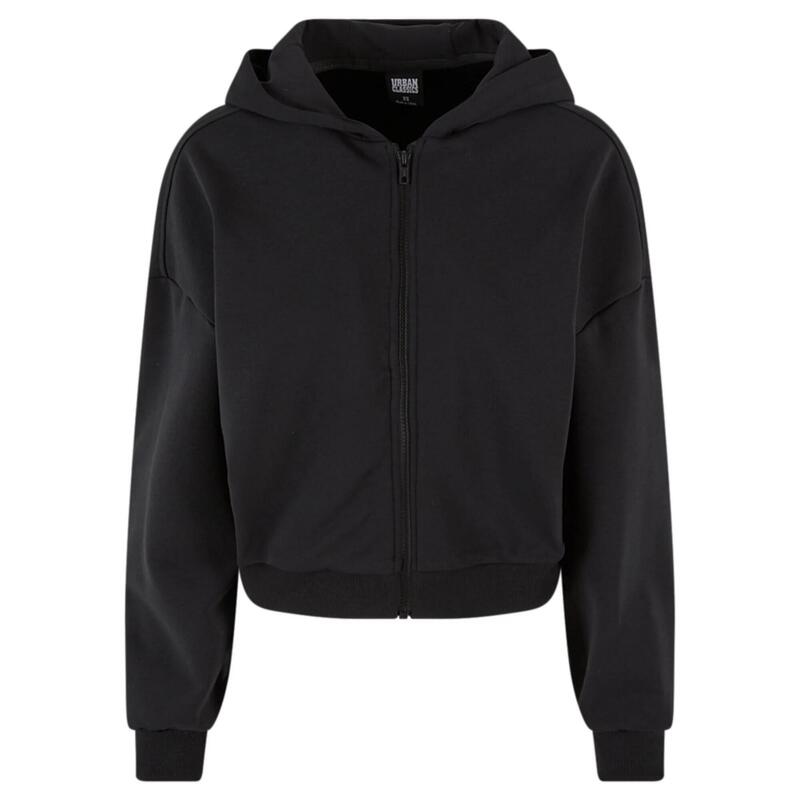 Dames Cozy Zip Cropped Hoodie (Zwart)