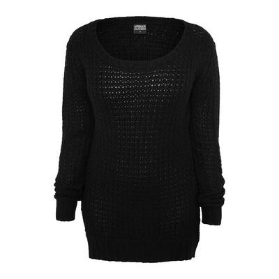 Dames wijde hals lange jumpsuit (zwart)