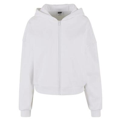 Dames cozy zip cropped hoodie (wit)