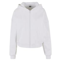 Dames Cozy Zip Cropped Hoodie (Wit)