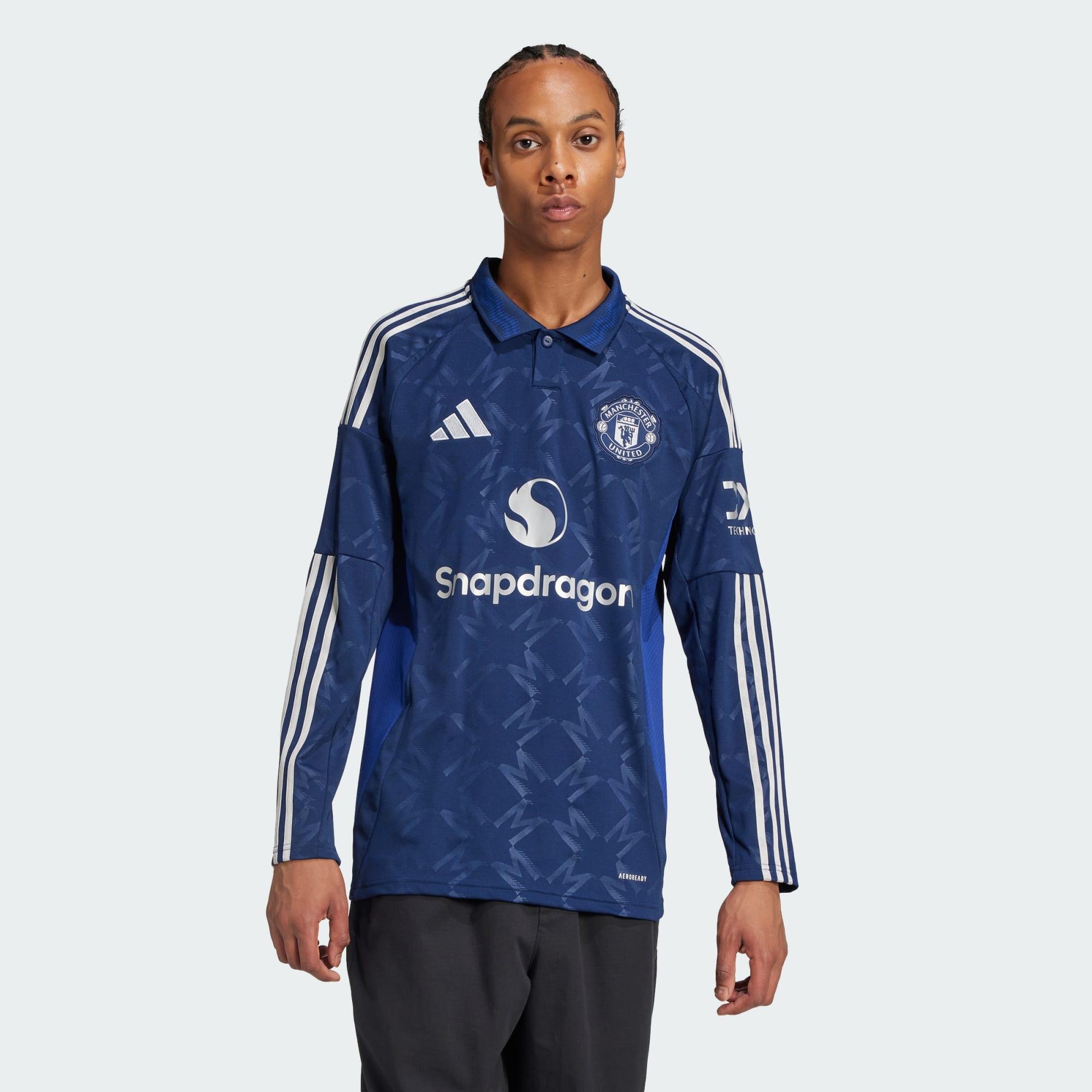 Adidas - Maillot Manches Longues Extérieur Manchester United 24/25 - Maillot Manches Longues - Bleu - 40 M - Decathlon
