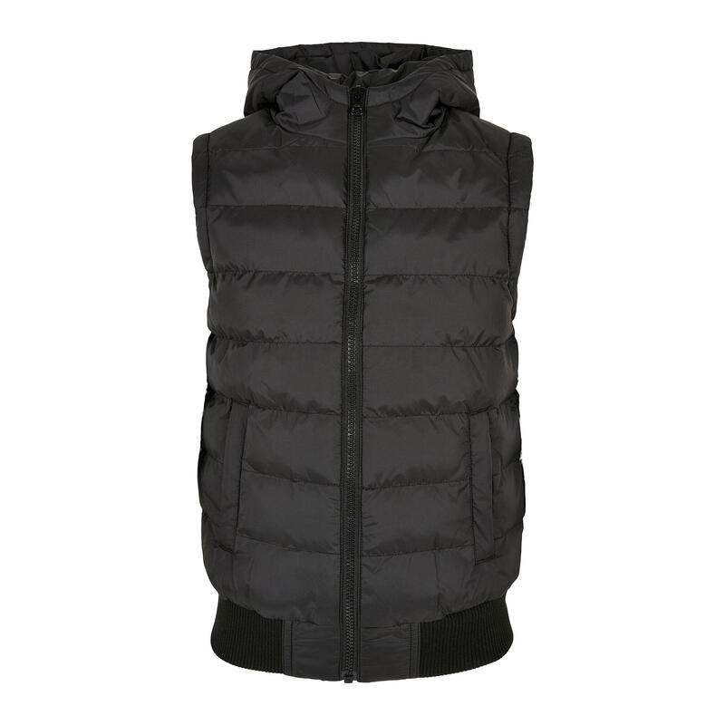 Heren Baffled Gilet met capuchon (Zwart)